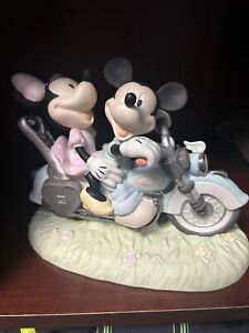 disney precious moments Two Hearts, One road.  Mickey & Minnie On Motorcycle