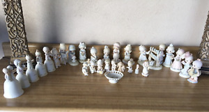 PRECIOUS MOMENTS FIGURINES - (LOT OF 28) and 1-BOWL 2 PLATES & SALT/PEPPER