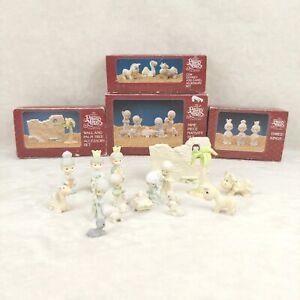 Enesco Mini Precious Moments Nativity Wall & Palm Tree 1989 Cow Donkey 3 Kings