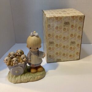 Precious moments God love us a cheerful giver 1977 Jonathan David free puppies