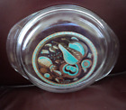 Rare  VTG PYREX  Paradise Lid Only Bold Turquoise Gold Fruit Pattern 684-C Round