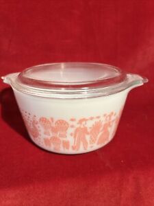 HTF- Vintage Pyrex Amish Pink Butterprint 473 Casserole with Lid (1 Quart) (RK)