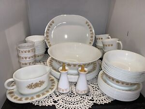 Corelle Dinnerware Butterfly Gold Corning 50 Piece Mugs Plates Bowls Pyrex Gravy