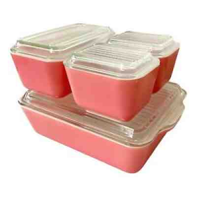 Vintage PINK Pyrex Refrigerator Fridgie 8-Piece Dish & Lid SetÂ Fridge Container