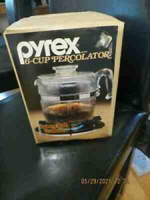 VINTAGE PYREX 6 CUP PERCOLATOR COFFEE MAKER 7756 SEALED BOX