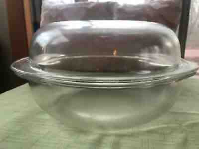 VINTAGE PYREX Clear 3 Qt. Roaster 026 With Pyrex Dome Lid 687-C