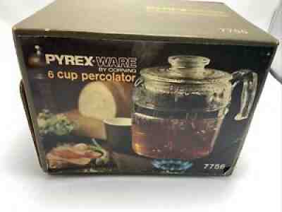 VINTAGE PYREX 6 CUP PERCOLATOR COFFEE MAKER 7756 Sealed Box