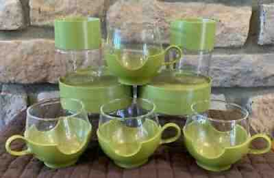 Vintage Pyrex Lot *Roly Poly Cups &Canisters* Avocado Green Verde Crazy Daisy