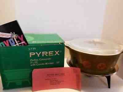 Pyrex Zodiac promotional casserole complete w/ box, paperwork, unused candle