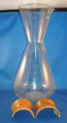 Vintage15" CHEMEX Glass Pour Over Coffee Maker Wood Collar Mid Century Modern