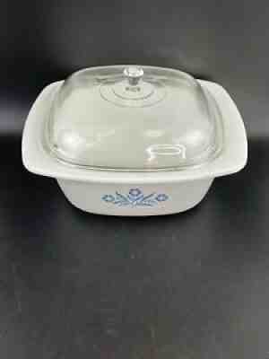 Corning Ware Blue Cornflower 4 qt Dutch Oven Casserole P-34-B W/Dome P-12-C Lid