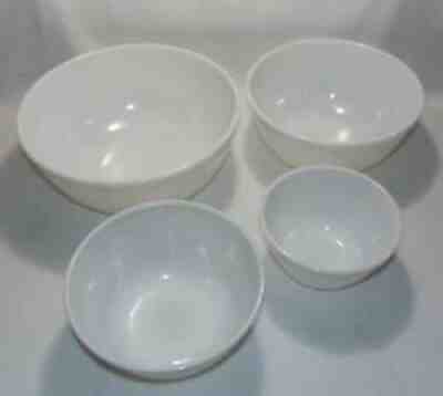 Vintage Pyrex 400 Series True Opal White Mixing Nesting Bowls UNMARKED 1954
