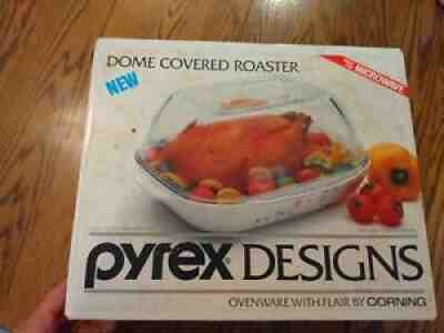 Vintage PYREX #495-168 Spring Garden Dome Covered Roaster New in open box Cornin
