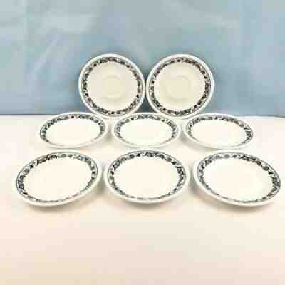 Lot of (8) Vintage Corelle Livingware Saucers Old Town Blue Pyrex Compatible