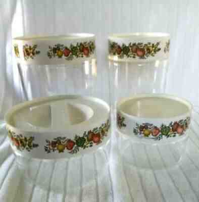 8 Piece Set Of Vintage Pyrex Spice Of Life See n Store Glass Canisters Stackable