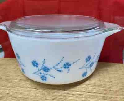 Pyrex Blue Dianthus Casserole #474 RARE