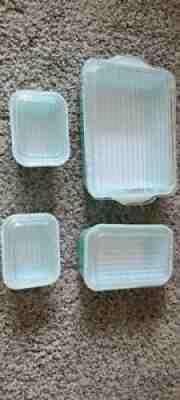 Vintage Pyrex Turquoise Fridgie Set 501(2) 502 503 with lids