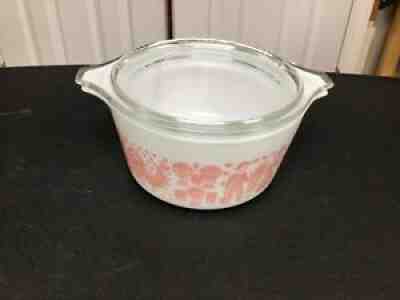 vintage pyrex pink amish Butterprint casserole 1 quart 473 with lid EUC no chips