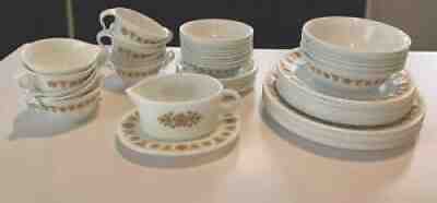 Butterfly Gold Set, 57 Pc VINTAGE Corelle Dishes-60s Serving & Table Ware Gravy