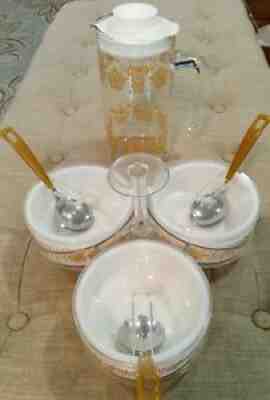 Rare sold Corelle Pyrex Gemco Lazy Susan Condiment Server Butterfly Gold.