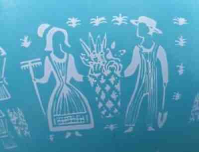 Rare Vtg Pyrex REVERSE BUTTERPRINT LADY ON THE LEFT 444 Cinderella Bowl 4 qt.