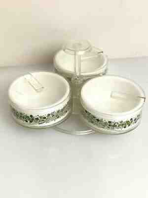 Vintage Spring Blossom Crazy Daisy Corelle Pyrex Gemco Lazy Susan Server Set