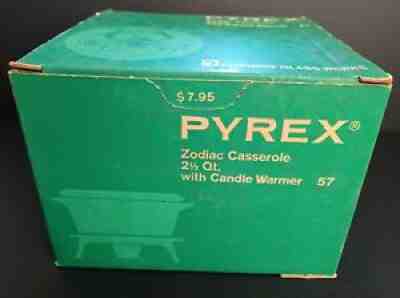 Pyrex Zodiac 2 1/2 Qt. Casserole w/ Warmer NEW IN BOX NEVER USED Corning Vintage