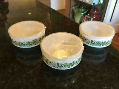 Corelle Pyrex Gemco Spring Blossom Crazy Daisy Condiment Server w lids Set 3 VTG