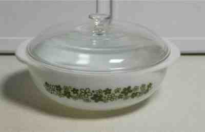 HTF VINTAGE PYREX AVACADO SPRING BLOSSOM CRAZY DAISY CASSEROLE DISH W LID 024