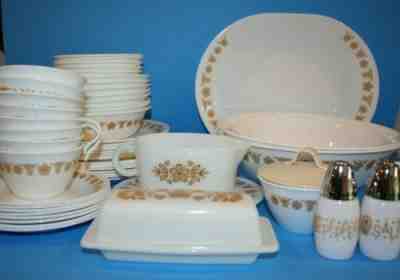 Vintage Pyrex Corelle BUTTERFLY GOLD 63 PC. Dinnerware Set