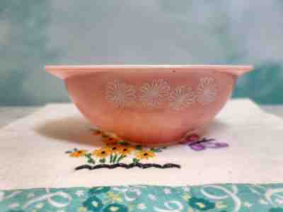 Vintage JAJ Pyrex Rare PINK DAISY Sauce Boat/Gravy Dish