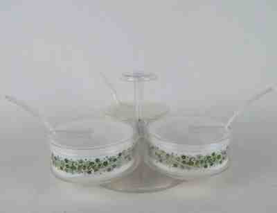 Vintage Spring Blossom Crazy Daisy Corelle Pyrex Gemco Lazy Susan Server Set