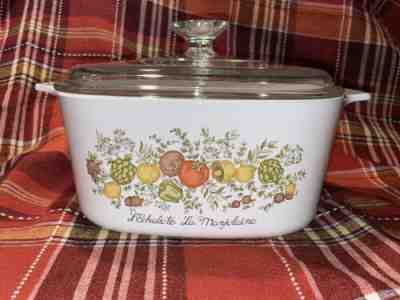 VINTAGE CORNING WARE A-3-B 3 QUART CASSEROLE DISH W/ PYREX A9C LID-SPICE OF LIFE