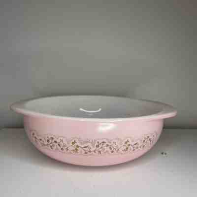 Extremely rare vintage Pink Duchess Pyrex bowl Light Pink Gold Detail