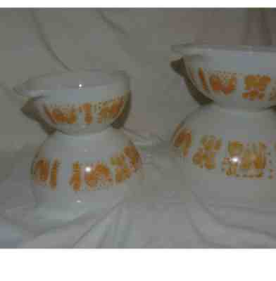 ð??¥Vintage Pyrex Orange Butterprint Amish Cinderella Bowl Set of 4 Mint RARE