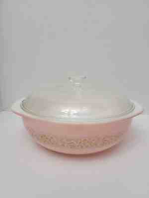 Vintage Rare Pink Duchess PYREX Bowl 2 Qt 024 With Glass Lid 624C D - 30 USA