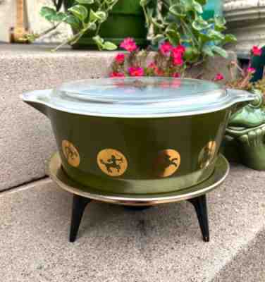 Pyrex Vintage Zodiac Casserole With Lid and Cradle.Â 