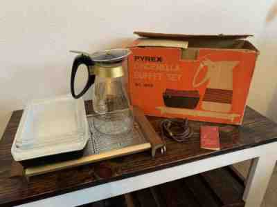 Vintage Pyrex Cinderella Buffet set No. 1995, Caraf, Warming Tray, 575-B 2qt