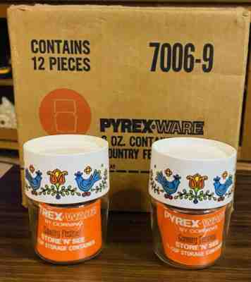 VINTAGE New In Box 1975 Pyrex Ware Canisters Country Festival 1 DOZ 6 OZ 3/4 Cup