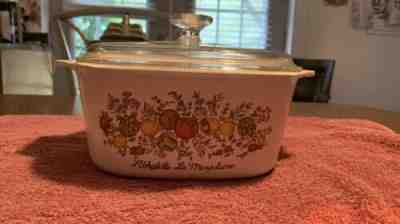 VINTAGE CORNING WARE A-3-B 3 QUART CASSEROLE DISH W/ PYREX A9C LID-SPICE OF LIFE