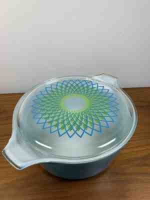 Vintage Blue Spirograph Pyrex Casserole Dish