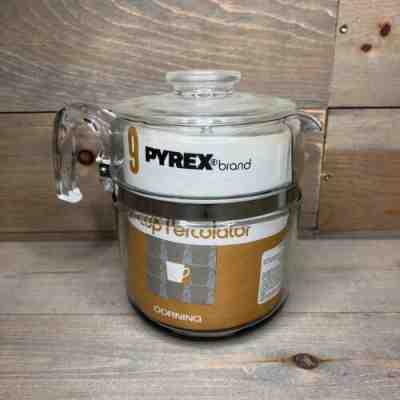 New Vintage Pyrex 7759 9-cup Flameware Glass Coffee Maker Percolator Complete