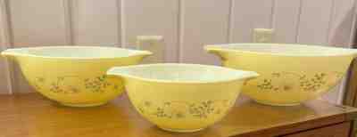 VTG Pyrex Set of 3 Shenandoah Cinderella Nesting Mixing Bowls **442~443~444**