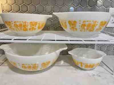 ð??¥Vintage Pyrex Orange Butterprint Amish Cinderella Bowl Set of 4 Excellent RARE