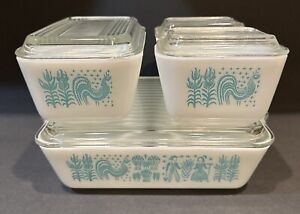 PYREX REFRIGERATOR SET IN THE AMISH BUTTERPRINT PATTERN 8 PIECE SET BEAUTIFUL