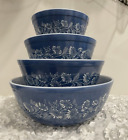 New ListingPyrex Colonial Mist Mixing/Nesting Bowl Set Blue Complete Set (4) NICE!