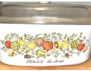 VTG CORNING WARE SPICE OF LIFE “L’ECHALOTE La SAUGE” 4QT CASSEROLE DISH PYREX