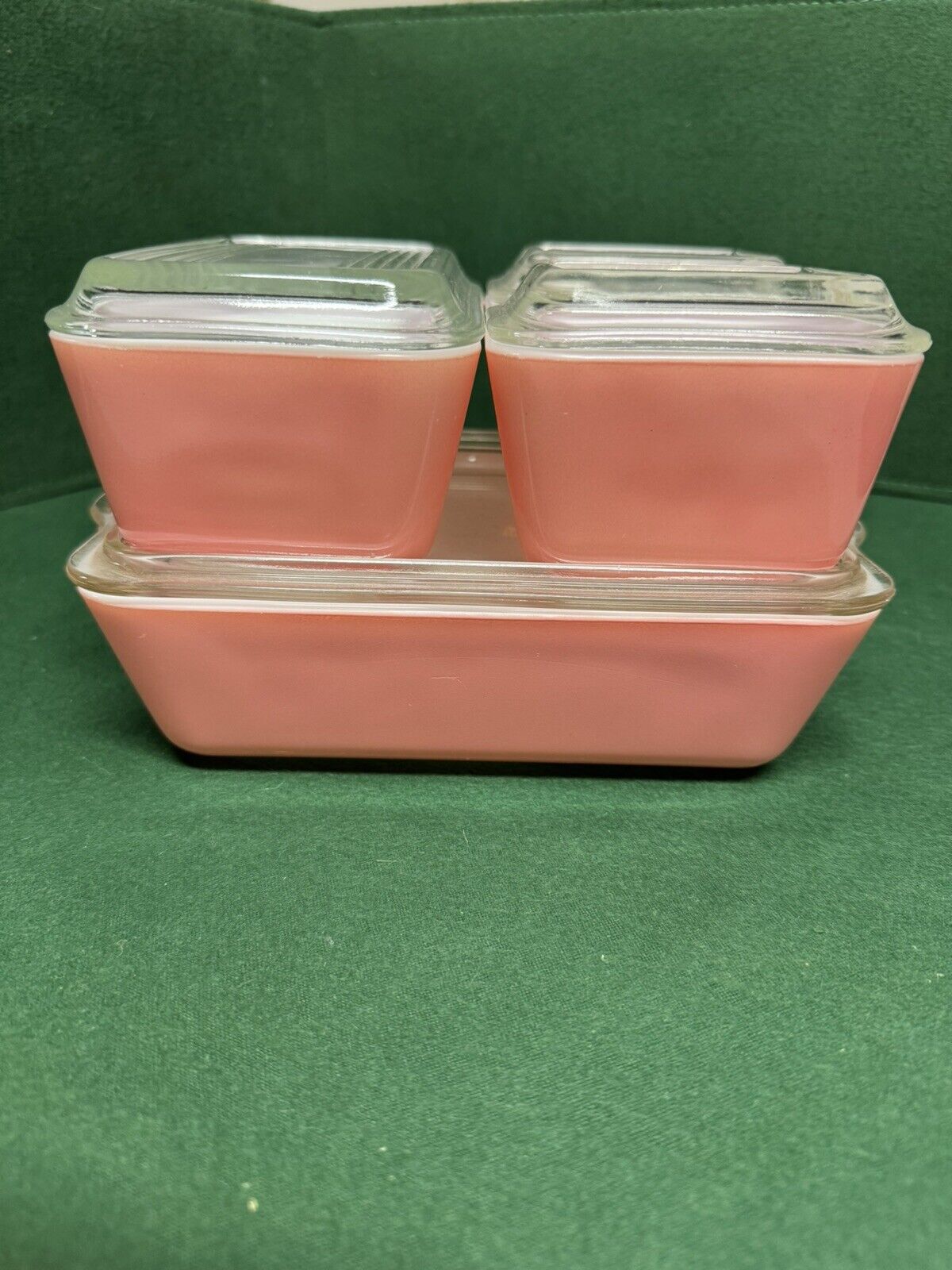 pyrex pink complete refrigerator set 503 502 501 Fridgie Vintage With Lids