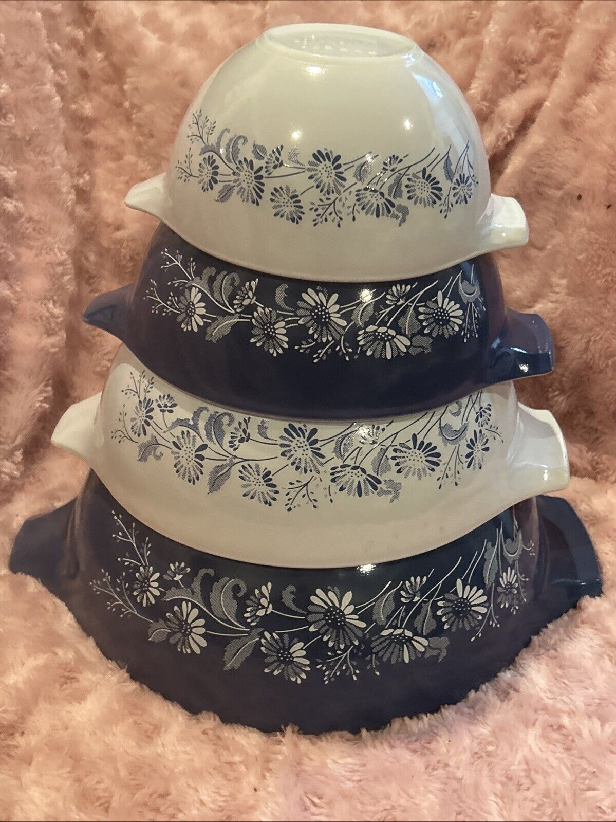 PYREX COLONIAL MIST Cinderella 441 442 443 444 Mixing Nest Bowl MINT!