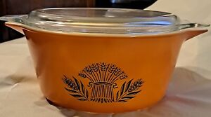 Rare PYREX 1.5 Qt Prototype Special Event Pattern "Sunset Wheat" #474B & Lid474C